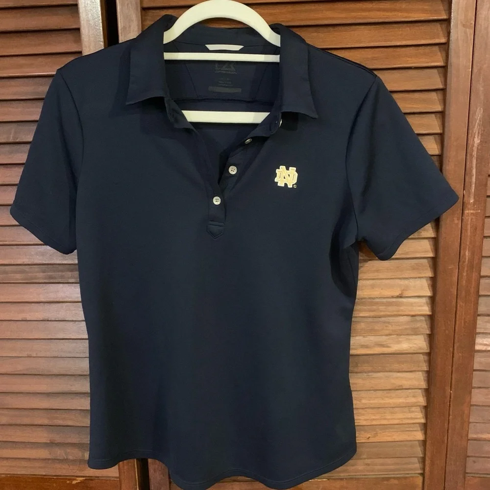 CUTTER & BUCK Notre Dame Fighting Irish CB Drytec Solid Women's Polo Navy Blue - Picture 1 of 7